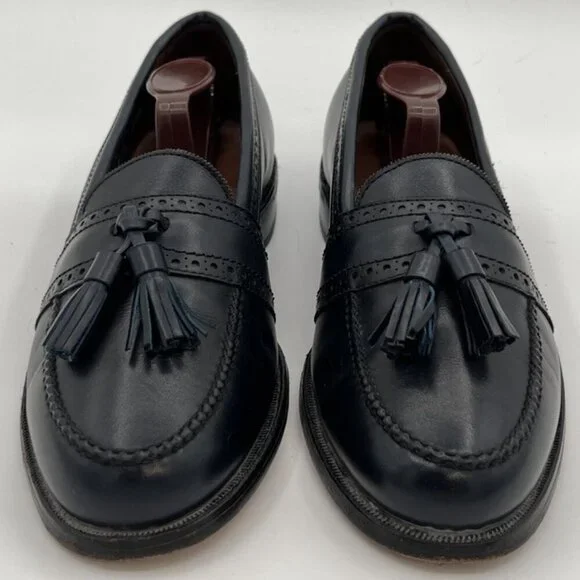 Allen Edmonds Harvard Loafers Brogue Tassel Dark Navy Blue Shoes Mens Size 7 C